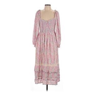 Penelope Rose L Cottagecore Floral Midi Dress Smocked Balloon Sleeve Tiered